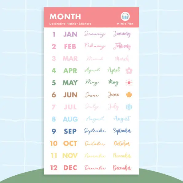 DIY Calendar Stickers – s11 Month