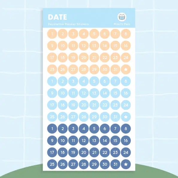 DIY Calendar Stickers – s3 Date Blue