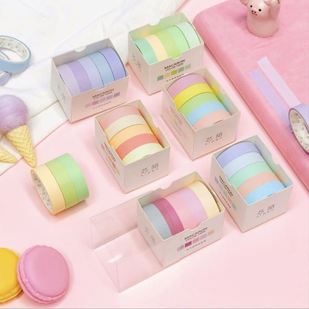 Macaron Color Tape Box Set of 5